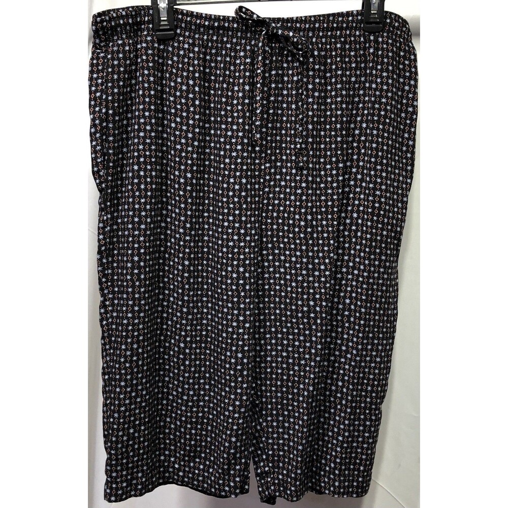 Sag Harbor Bermuda Culottes Shorts XL 34"W Blk Geo Pockets Rayon Summer